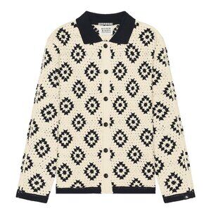Scotch & Soda Crochet Long Sleeve Shirt in parchment geo Unisex